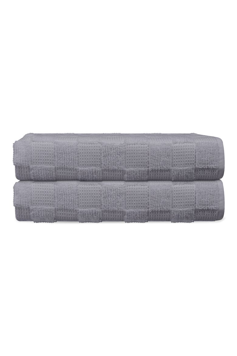 Waffle Terry 2-Piece Turkish Cotton Bath Mat Set, Main, color, SILVER