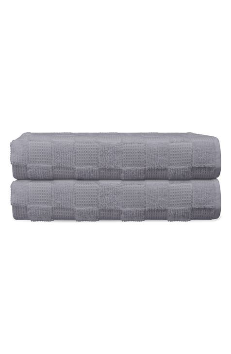 Waffle Terry 2-Piece Turkish Cotton Bath Mat Set