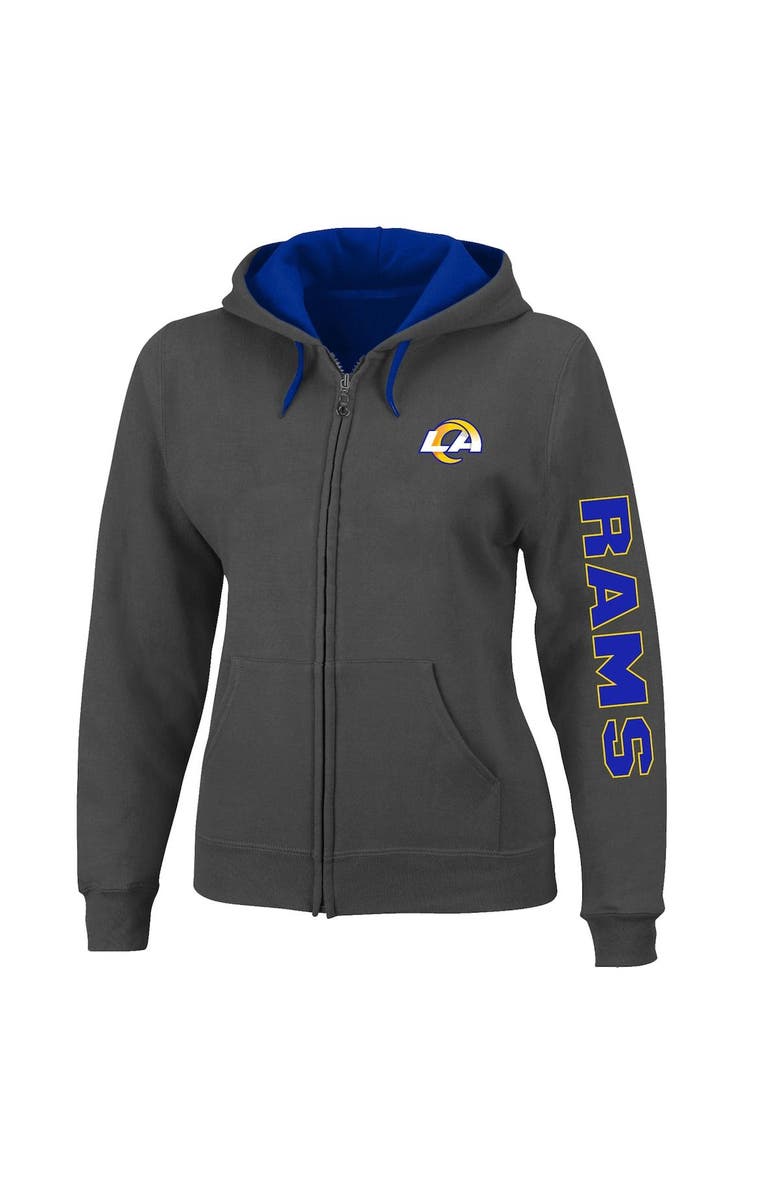 PROFILE Women's Heather Charcoal Los Angeles Rams Plus Size Fleece Full-Zip Hoodie Jacket, Main, color,
