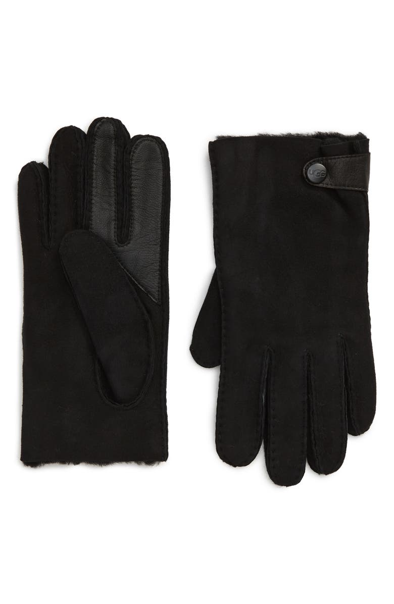 UGG<sup>®</sup> Genuine Shearling Lined Leather Tech Gloves, Main, color, 