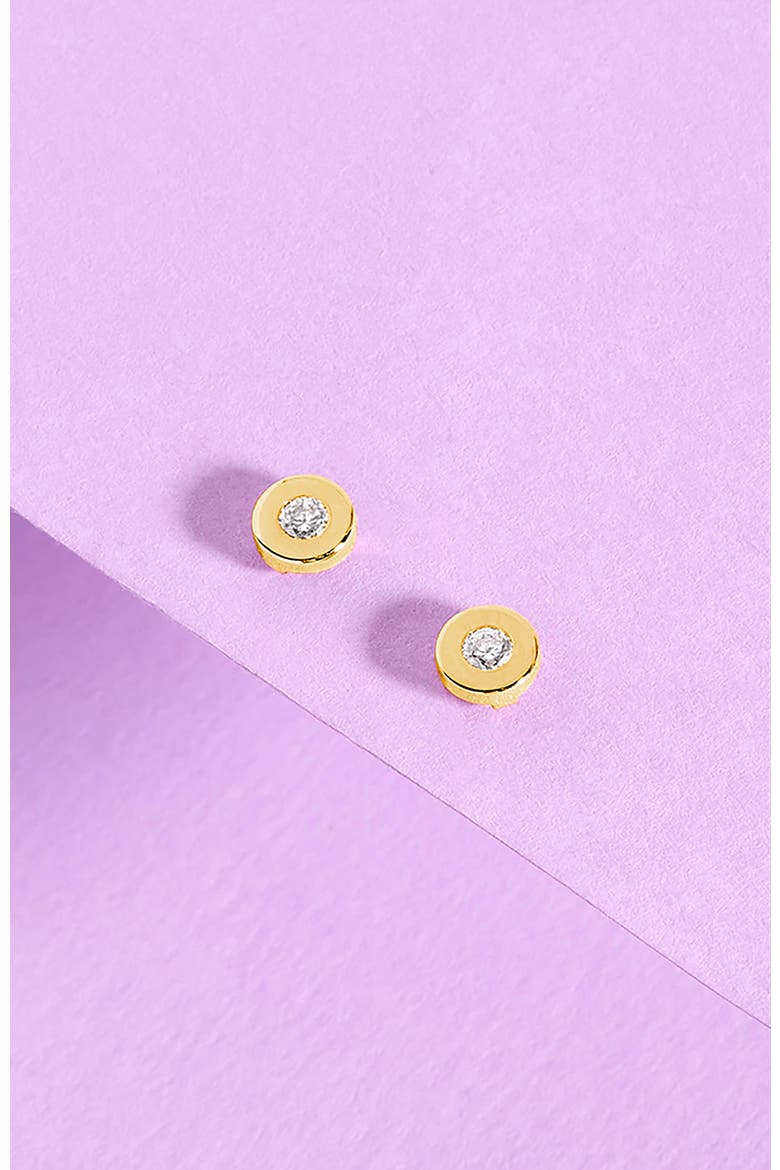 14k Round Bezel Earrings, Alternate, color, Gold