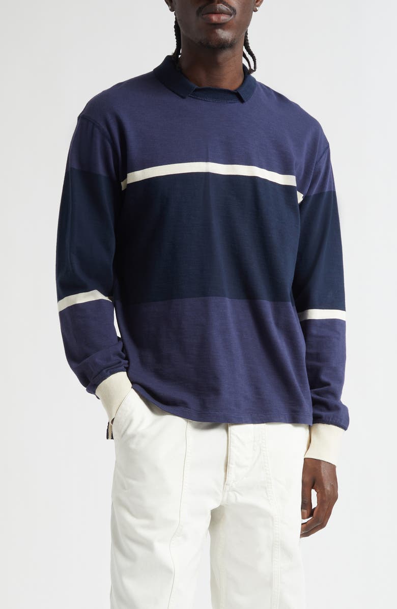 Drake's Flame Rugby Polo, Main, color, Dark Navy Ecru