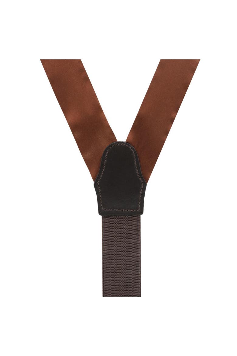 Dutton Solid Color Silk Button End Suspenders, Alternate, color, Brown