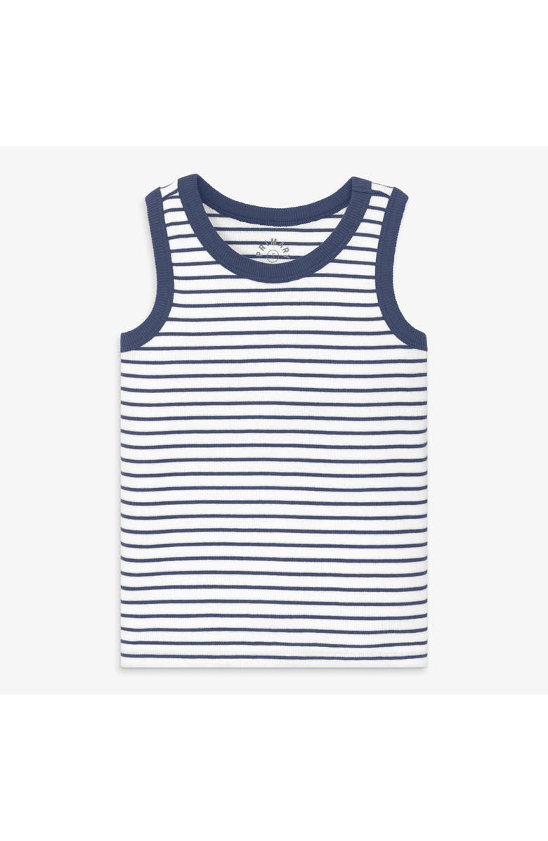 Primary Kids Rib Tank In Stripe, Main, color, Sunwashed Navy White Stripes