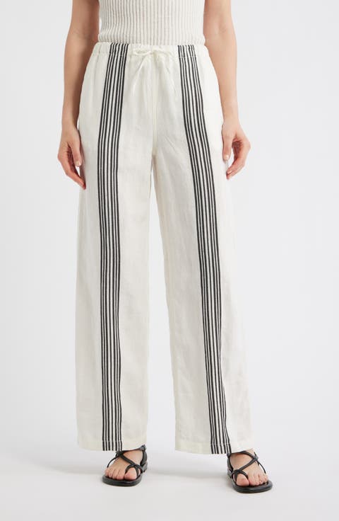 Linen Blend Pull-On Pants