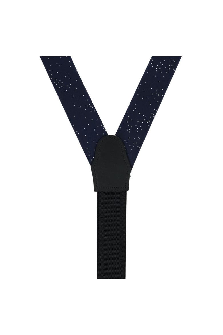 Mystere Metallic Star Light Silk Button End Suspenders, Alternate, color, Navy