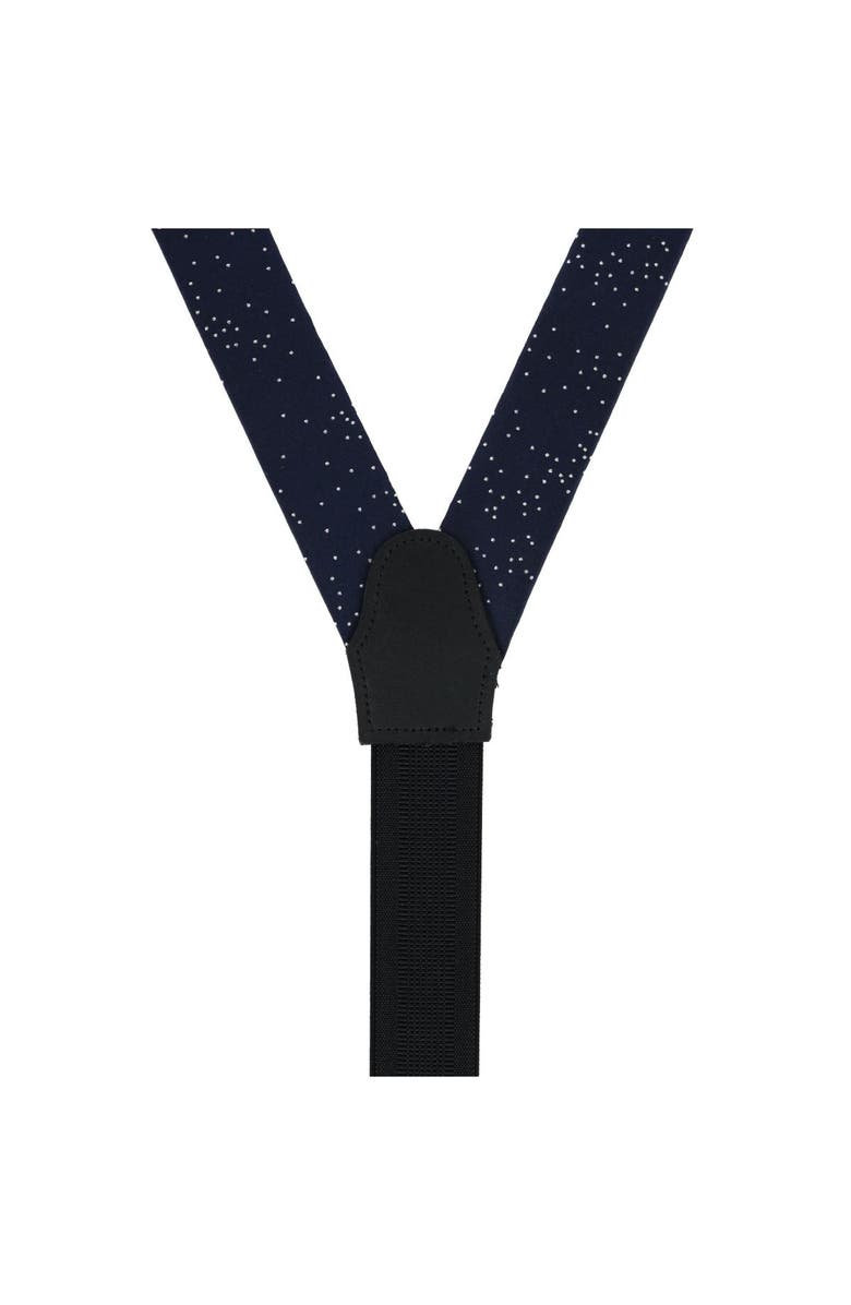 Trafalgar Mystere Metallic Star Light Silk Button End Suspenders, Alternate, color, Navy