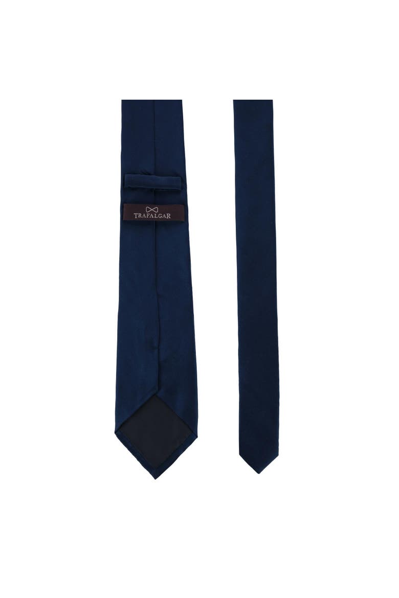 Sutton Solid Color Silk Necktie, Alternate, color, Navy