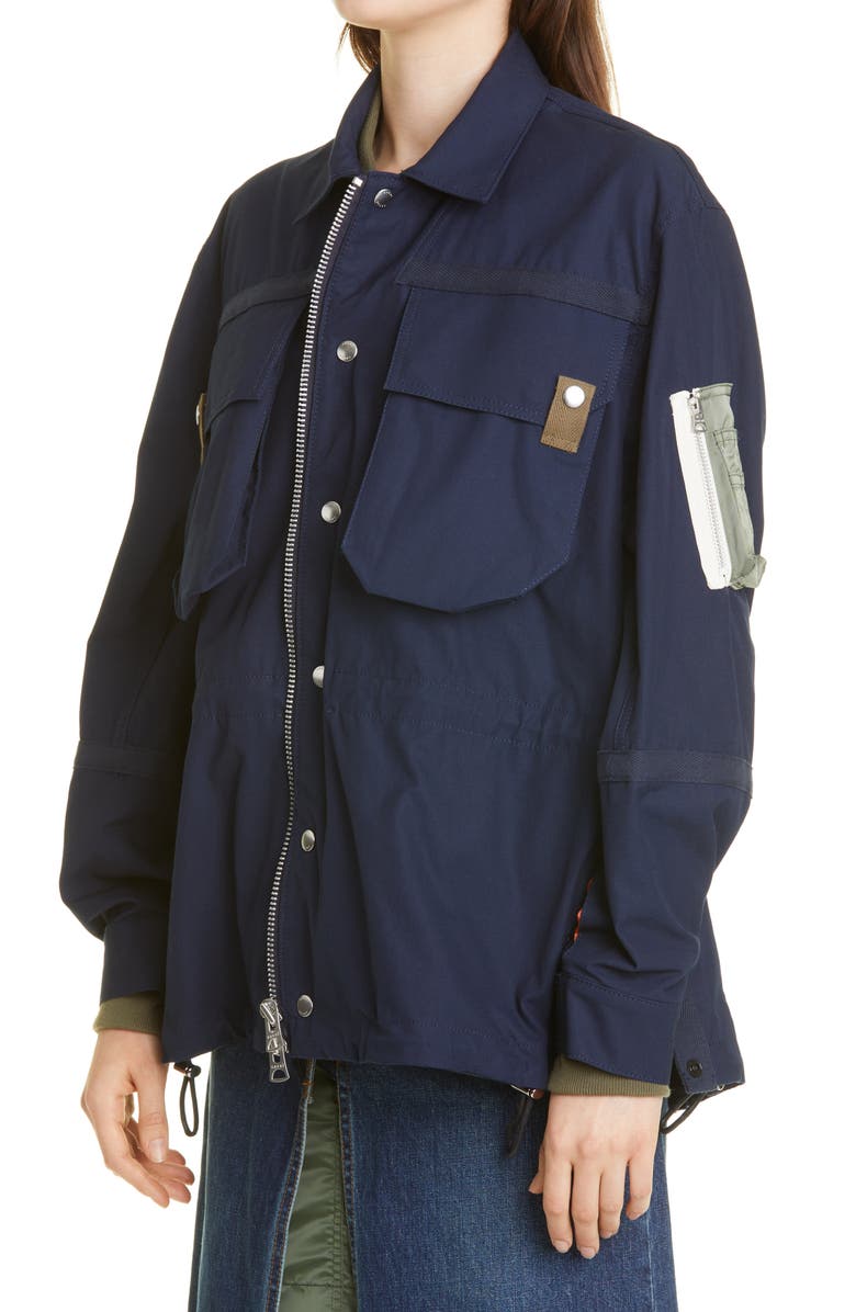 Sacai Men's Layered Mixed Media Jacket, Alternate, color, 