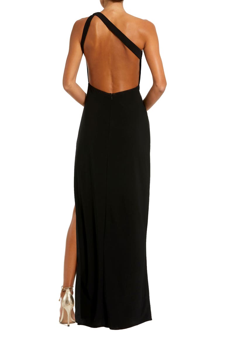 One Shoulder Gown with Sheer Embellished Cut Out, Alternate, color, BLACK