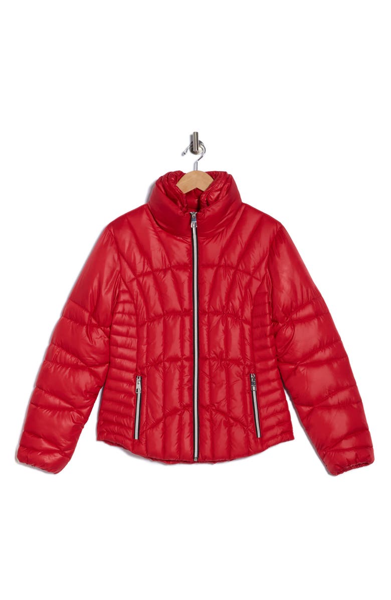 BCBGeneration Zip Corset Puffer Jacket, Alternate, color, Cherry