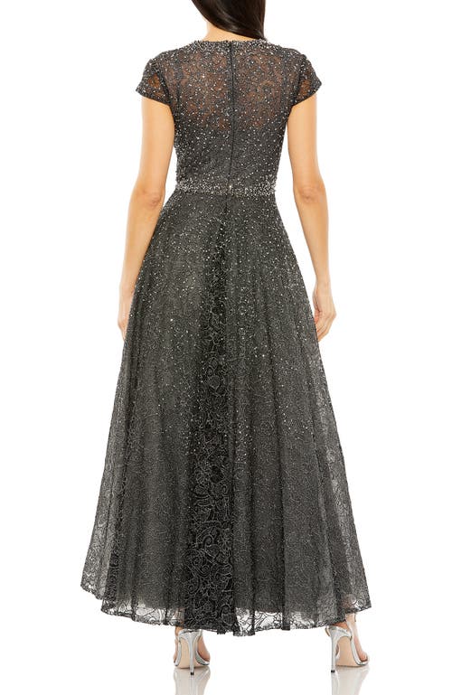 Mac Duggal Embellished Cap Sleeve A-line Dress In Black