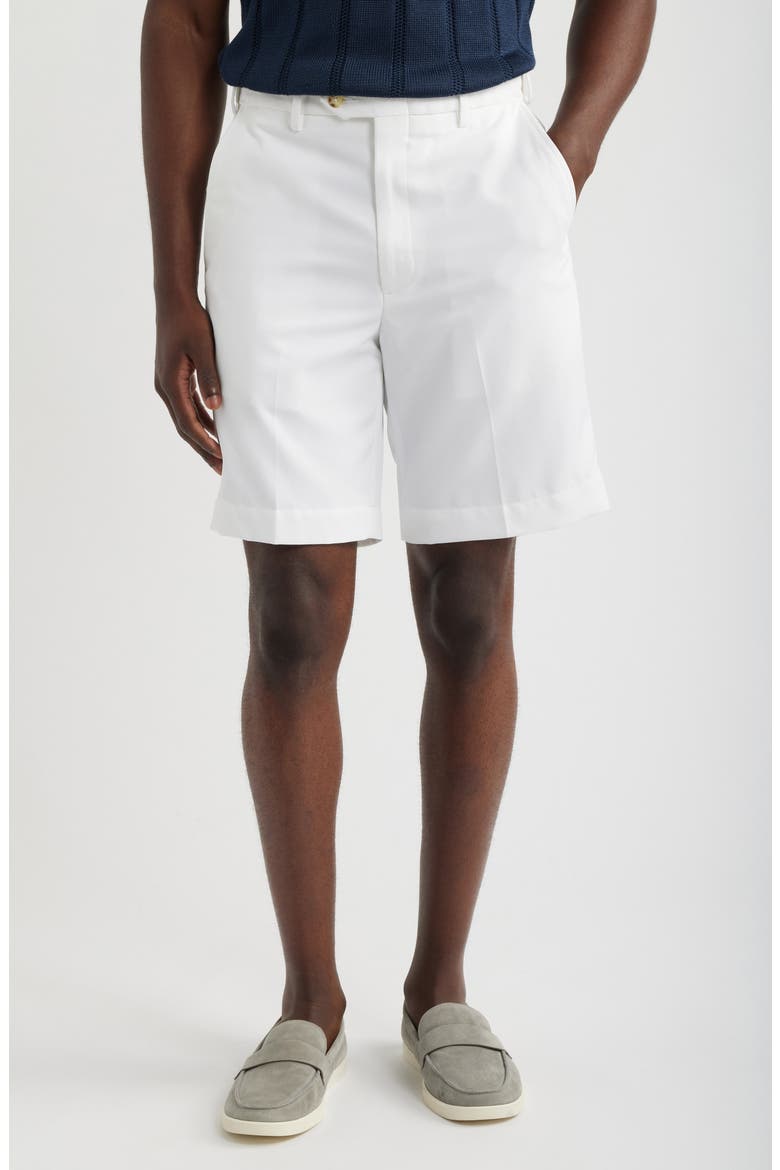 Microfiber Flat Front Shorts, Main, color, WHITE