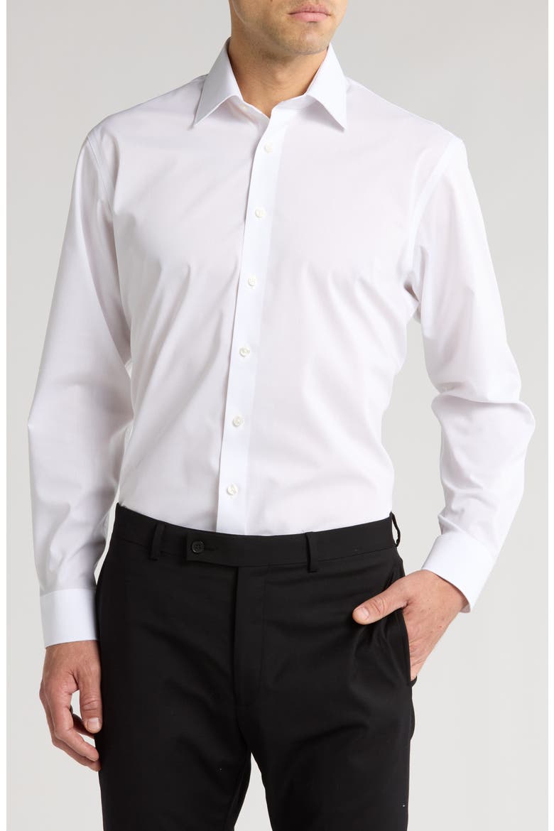 Traditional Fit Solid Cotton Blend Dress Shirt, Main, color, WHITE