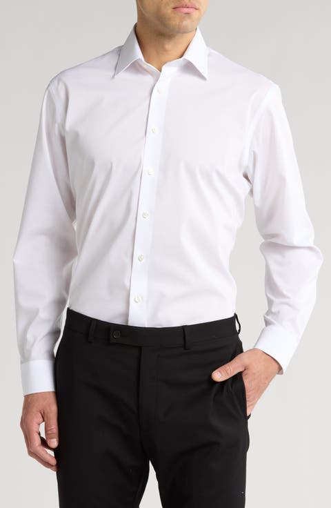 Traditional Fit Solid Cotton Blend Dress Shirt (Regular & Big)