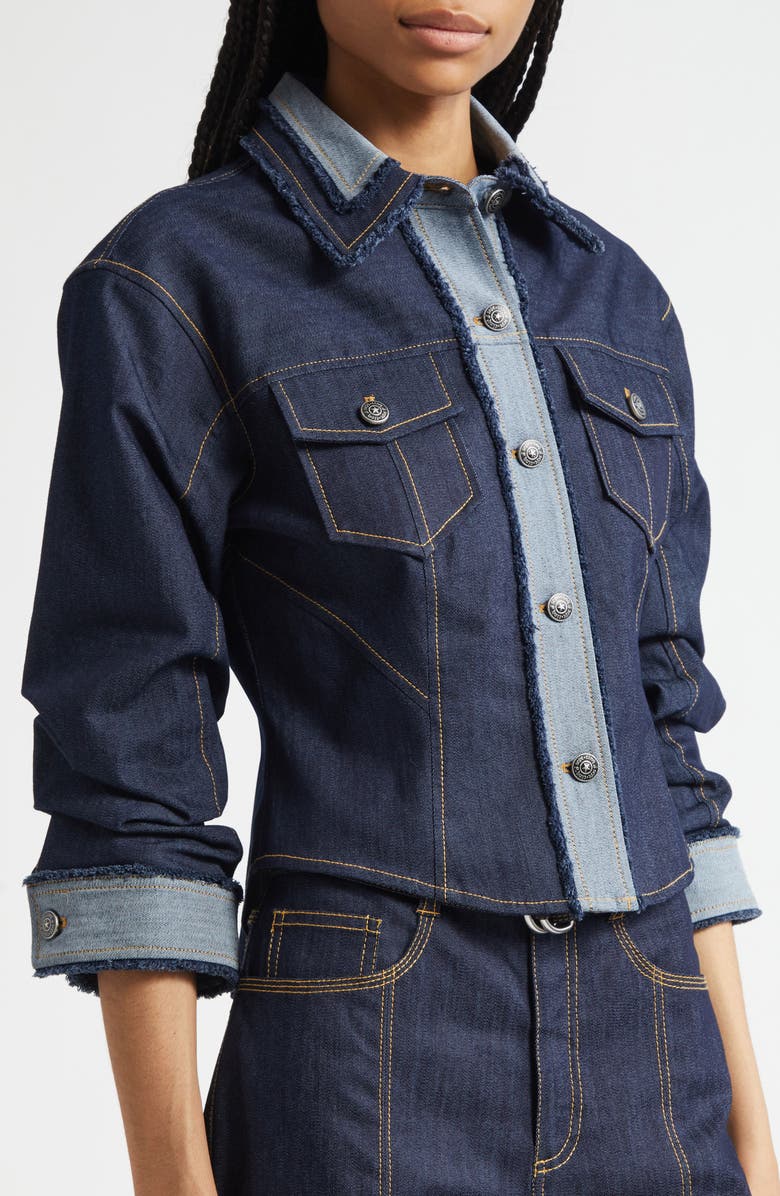 Cinq à Sept Canyon Crop Denim Jacket, Alternate, color, Indigo