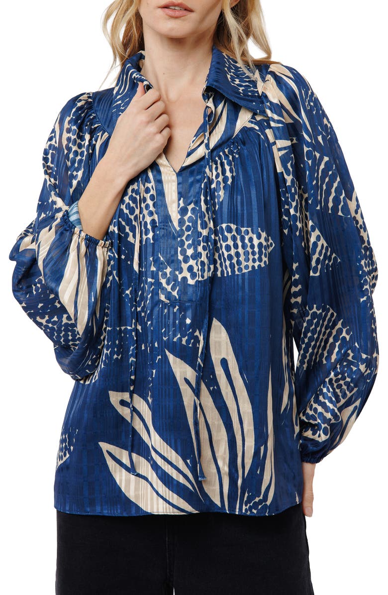 CIEBON Elisa Long Sleeve Top, Alternate, color, Navy/ Cream