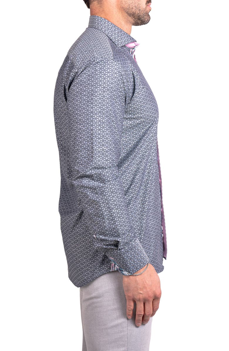 Maceoo Einstein Ascension0038 Grey Geo Print Cotton Button-Up Shirt, Alternate, color, Grey