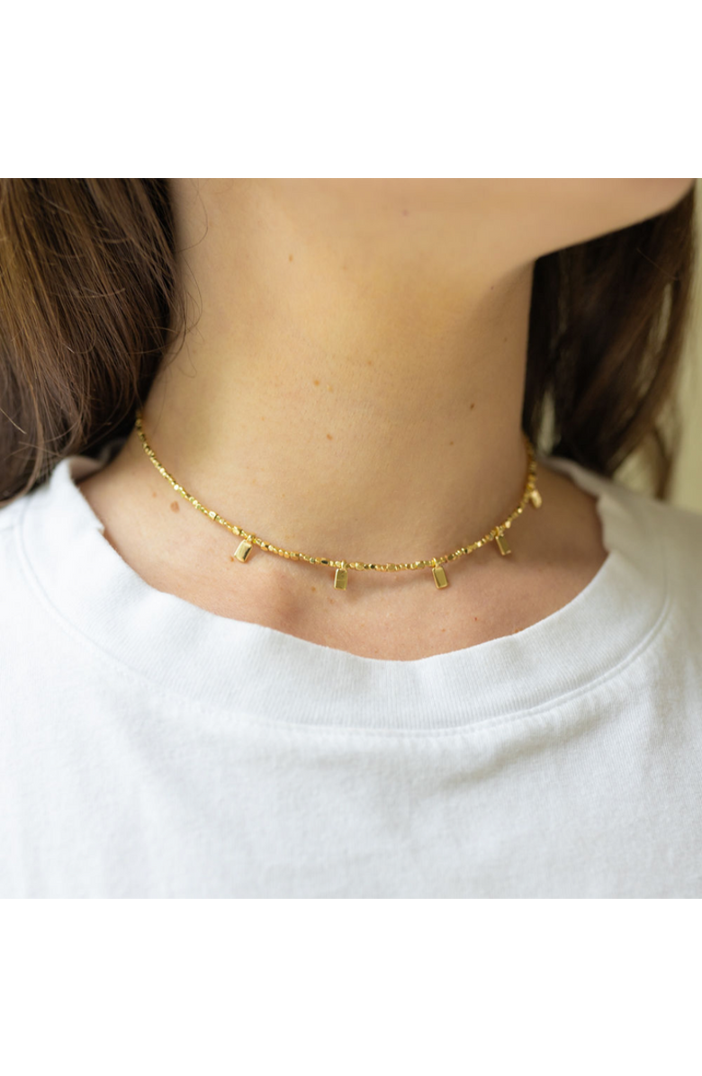 Erin McDermott Jewelry Tiny Beaded Rectangle Necklace, Alternate, color, Gold