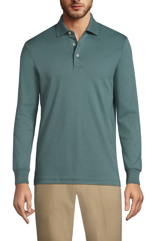 Lands' End Long Sleeve Cotton Supima Polo Shirt In Green