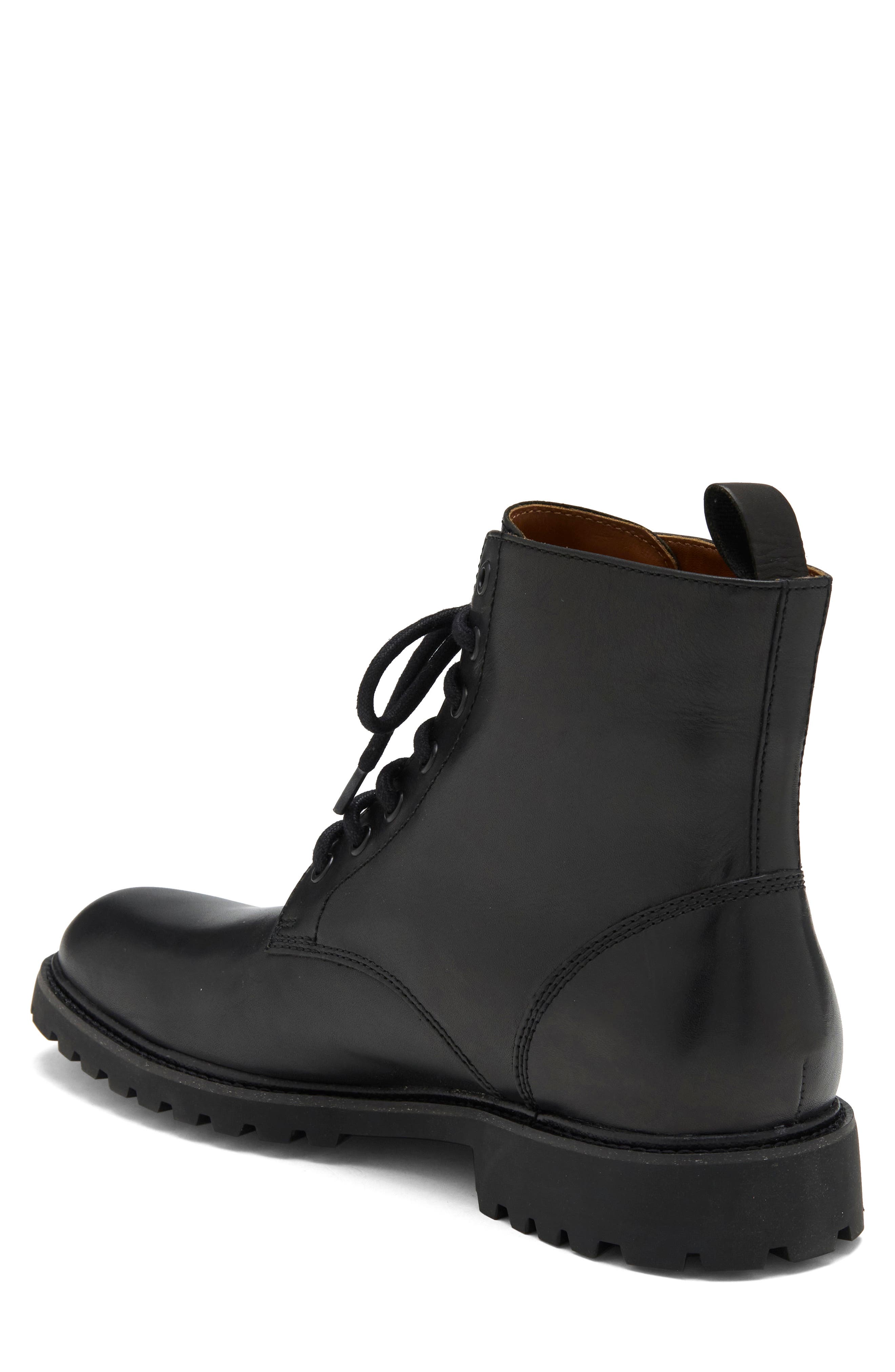 Leather Combat Boot, Alternate, color, BLACK