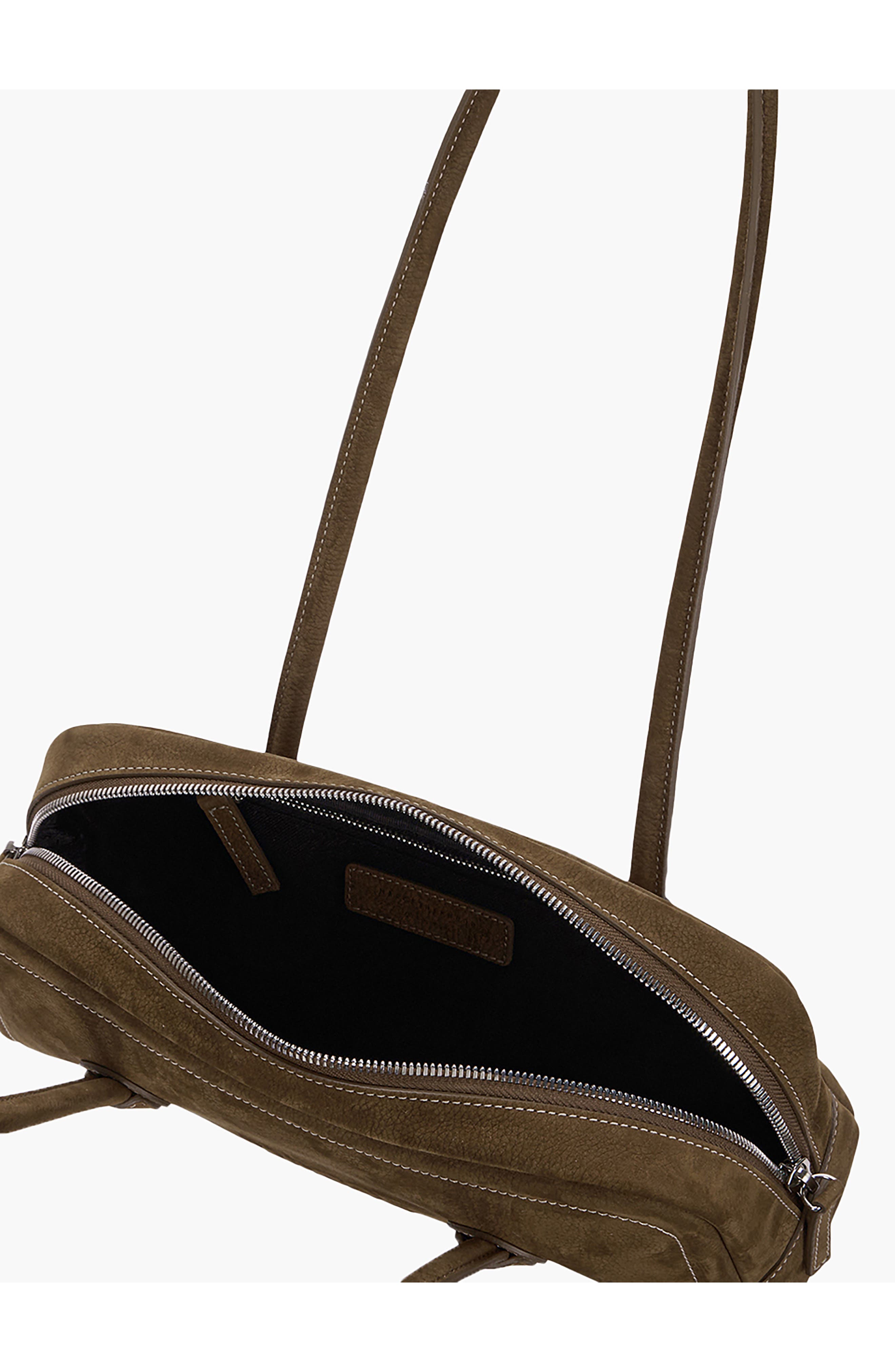 MARGESHERWOOD Soft Boston Leather Shoulder Bag, Alternate, color, Chestnut Nubuck