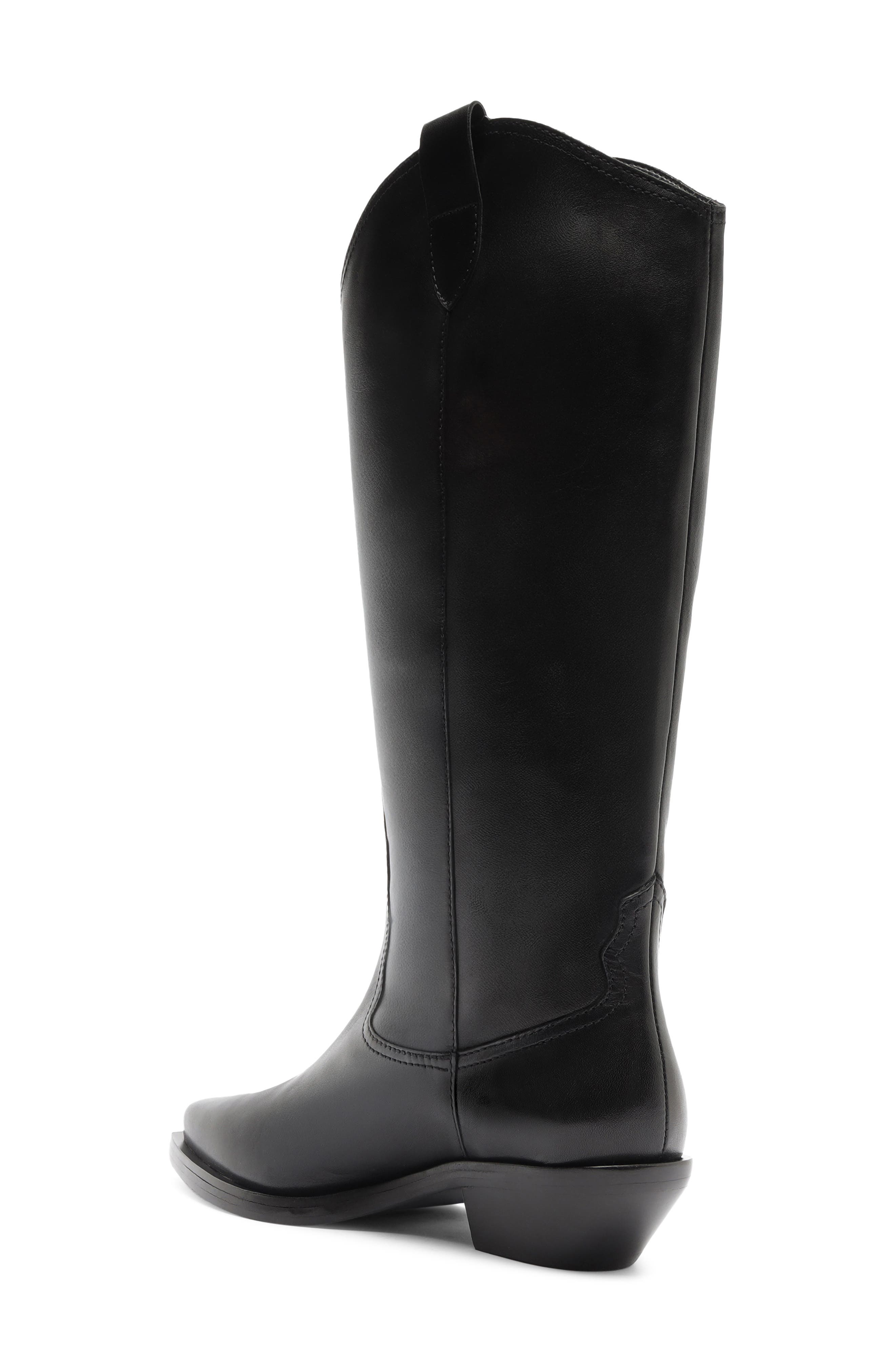 Nash Up Leather Western Boot, Alternate, color, BLACK
