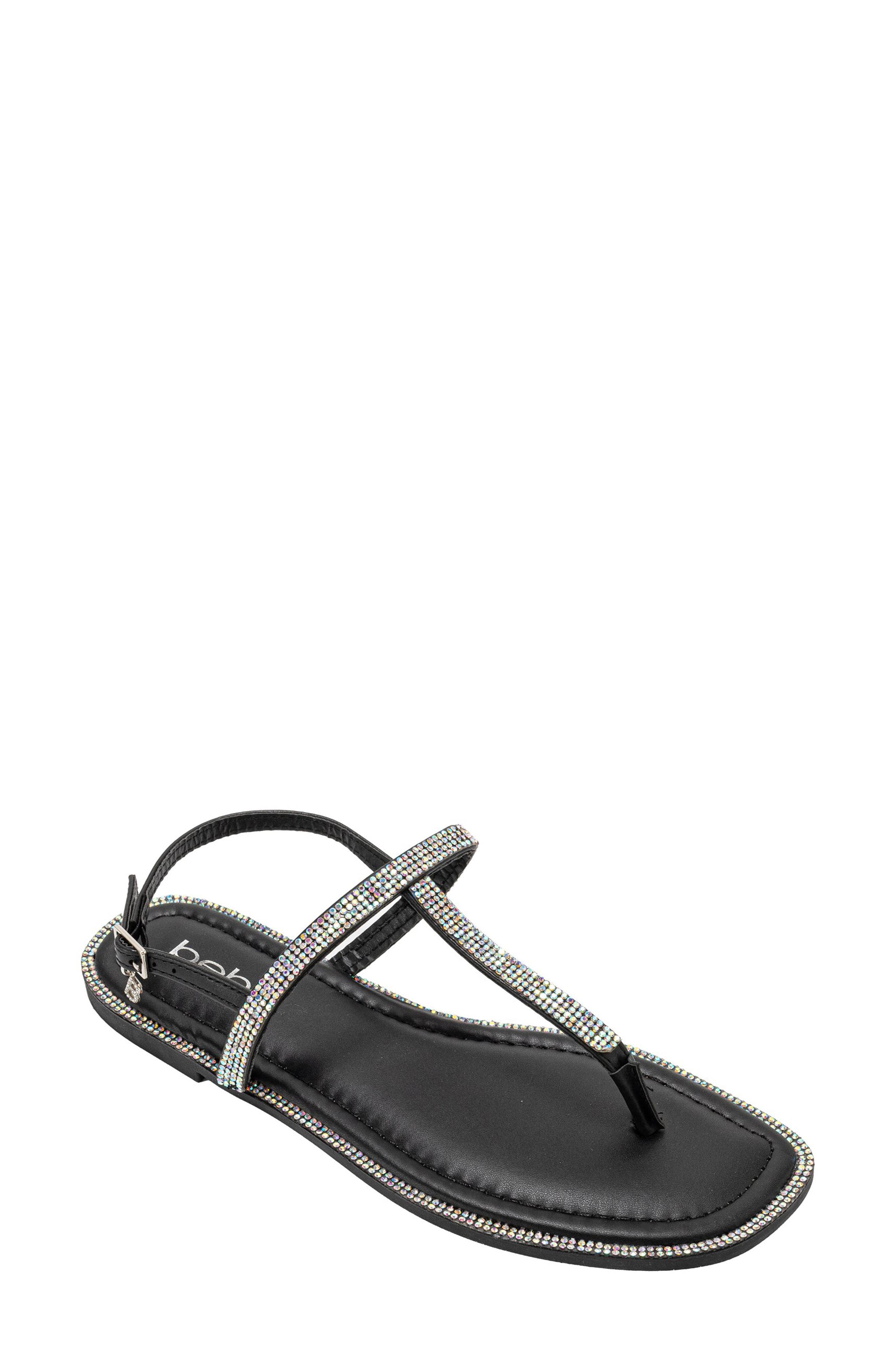 bebe Rhinestone T-Strap Sandal