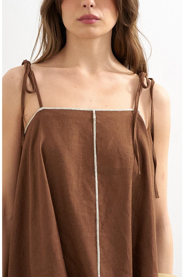 Linen Blend Cami, Alternate, color, BROWN