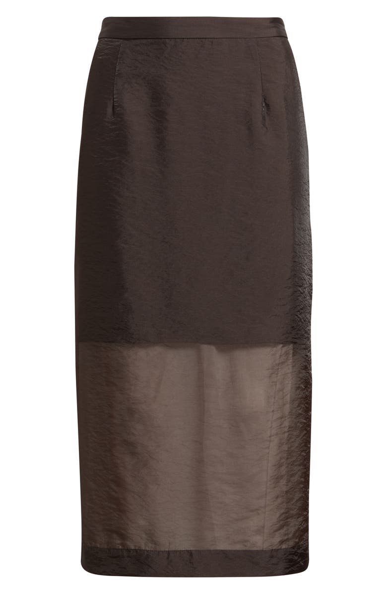 Nordstrom Organza Midi Pencil Skirt, Alternate, color, Brown Coffee