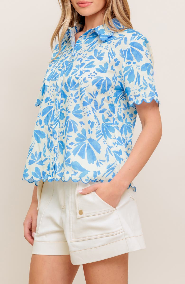 FLYING TOMATO Print Button-Up Shirt, Alternate, color, Ivory Blue