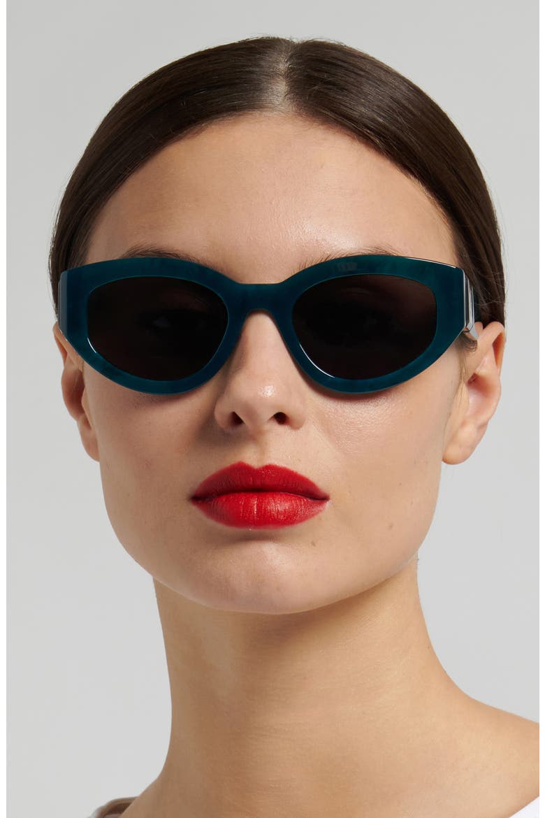 Her 52mm Gradient Oval Sunglasses, Alternate, color, GREEN MARBLE BLACK/ GREY
