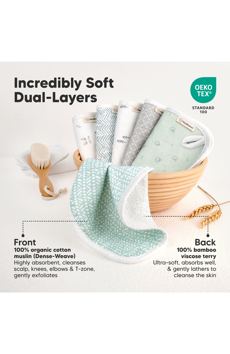 KeaBabies 6-Pack Cami Baby Washcloths, Alternate, color, Nordic