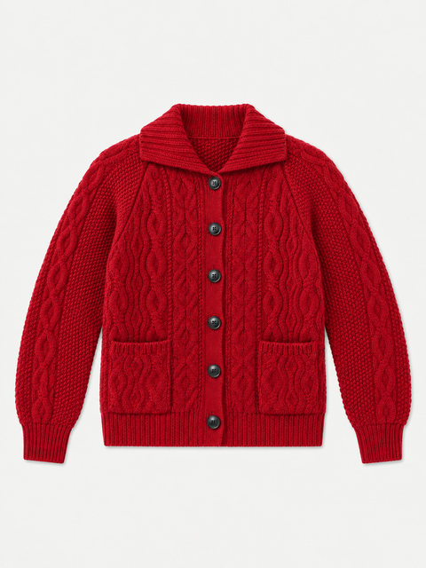 Cashmere Cutaway-collar Cable-knit Cardigan