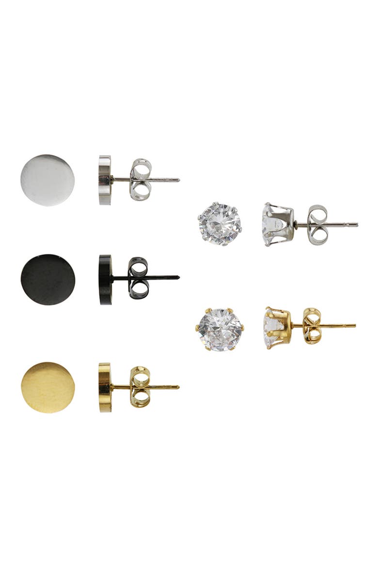 Pack of 5 Assorted Stud Earrings, Main, color, STAINLESS-18K GOLD