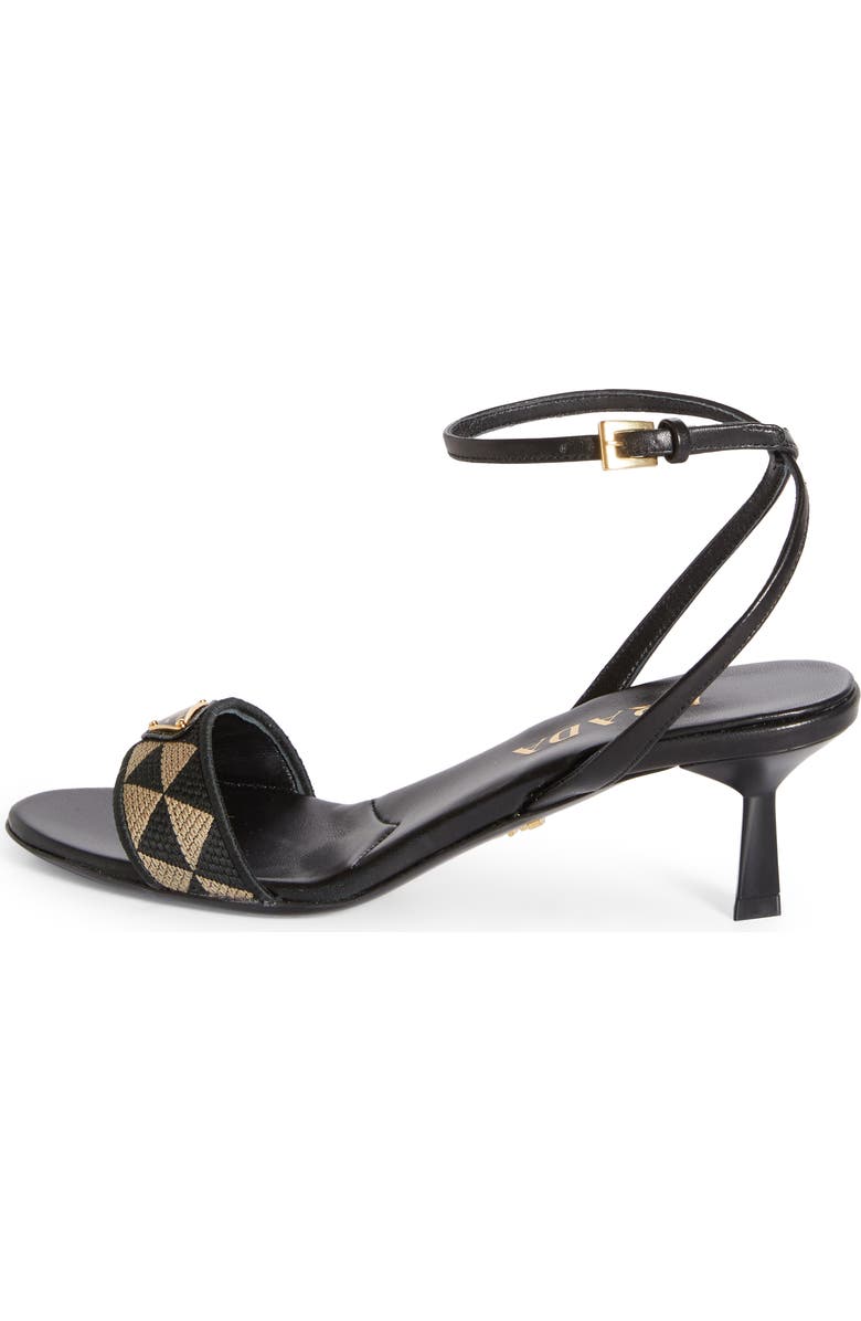 Prada Triangle Jacquard Slide Sandal, Alternate, color, Black/ Beige