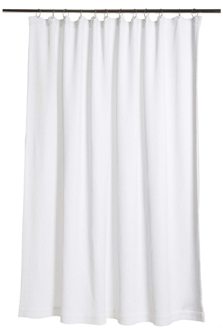 Organic Cotton Waffle Weave Shower Curtain, Main, color, ALPINE WHITE
