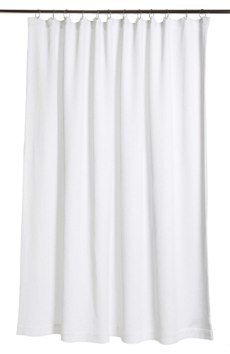 Coyuchi Organic Cotton Waffle Weave Shower Curtain, Main, color, Alpine White