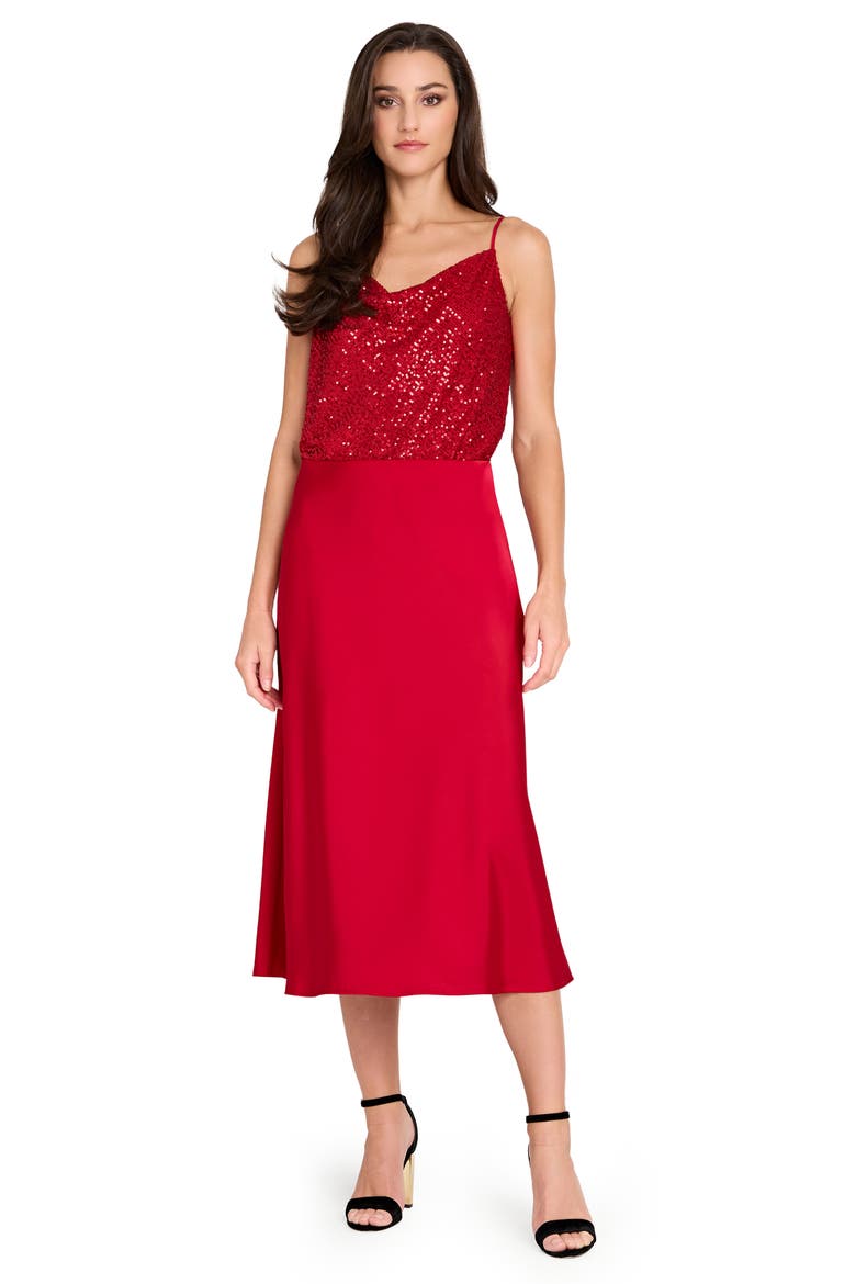 Sequin Cowl Neck Camisole, Alternate, color, CLARET