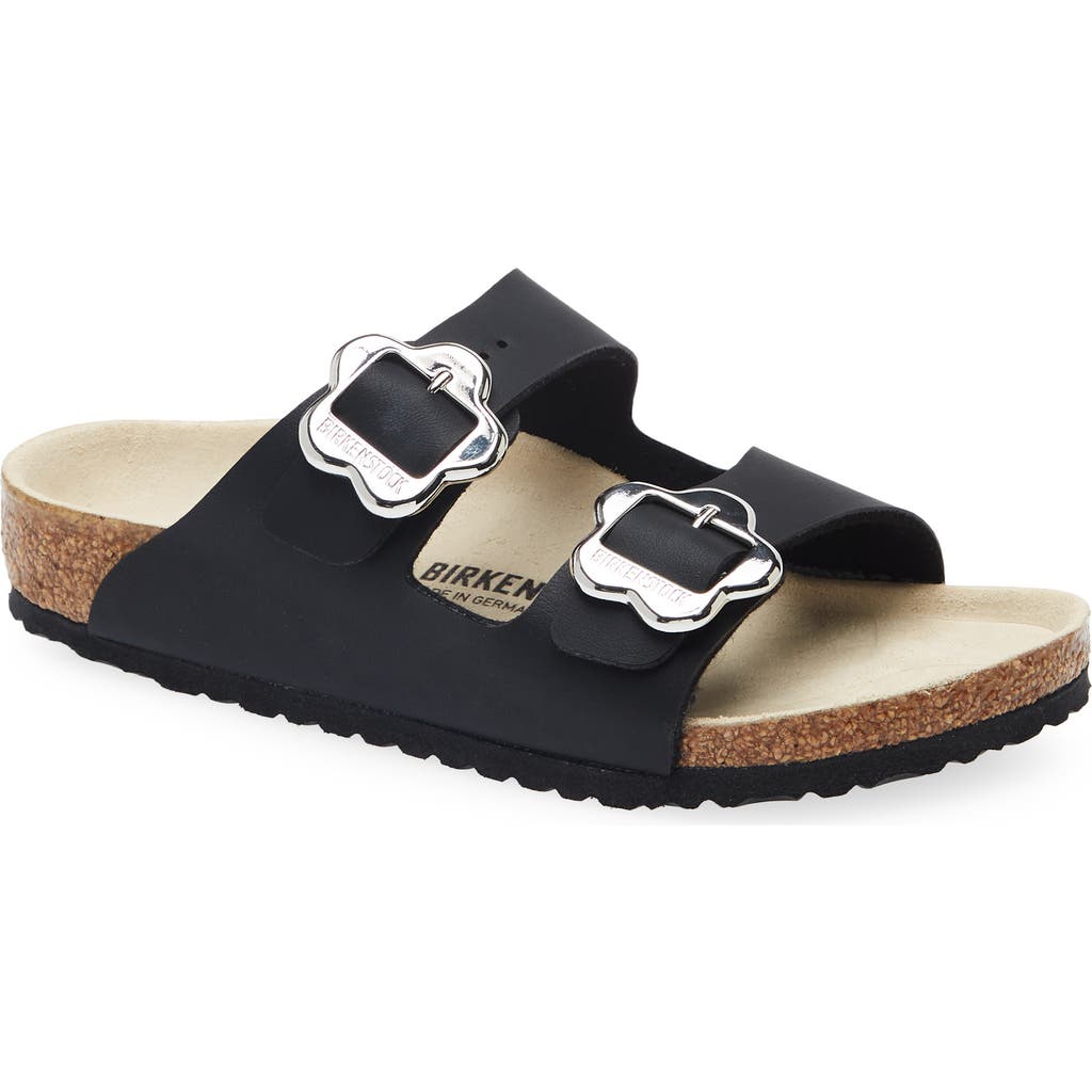 Birkenstock Arizona Flowers Double-buckle Slide Sandals In Black