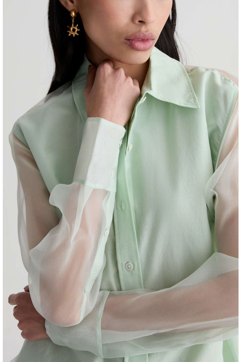Sawtelle Oversize Silk & Cotton Button-Up Shirt, Alternate, color, SUMMER VINE
