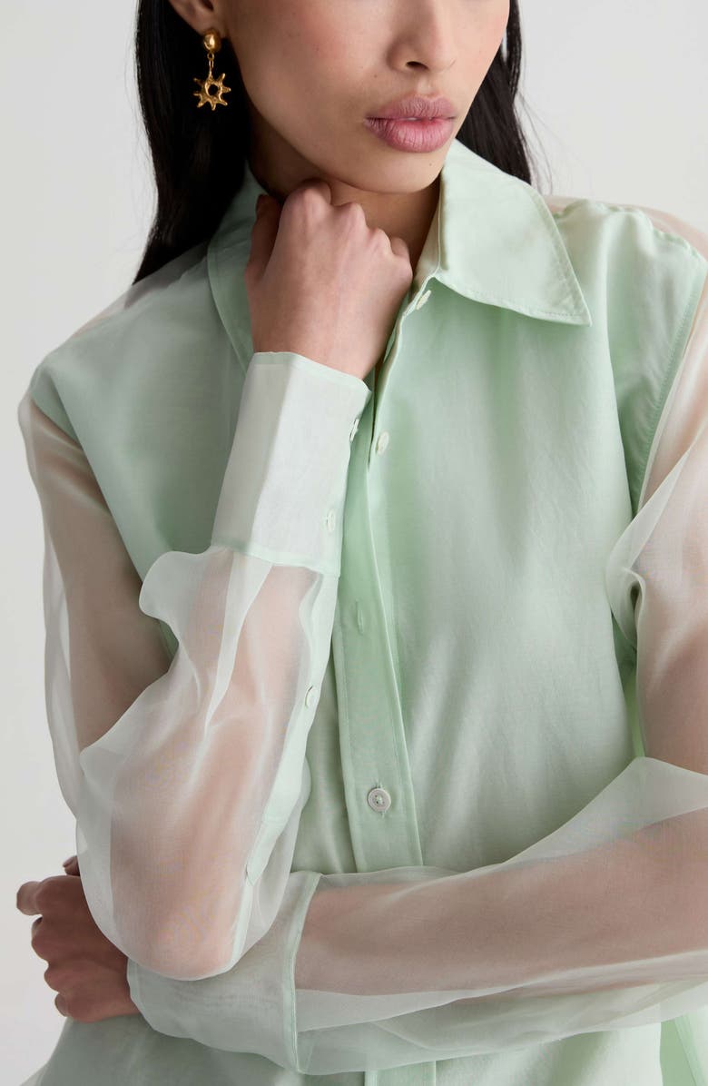 AG Sawtelle Oversize Silk & Cotton Button-Up Shirt, Alternate, color, Summer Vine