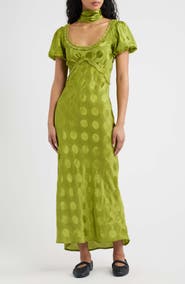 Damson Madder Aoife Dot Satin Jacquard Dress