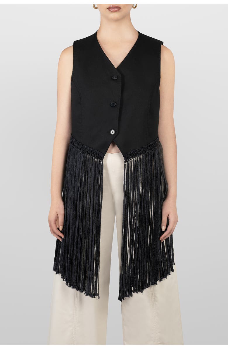 LAURA APARICIO Macrame Gillet Top, Main, color, Black
