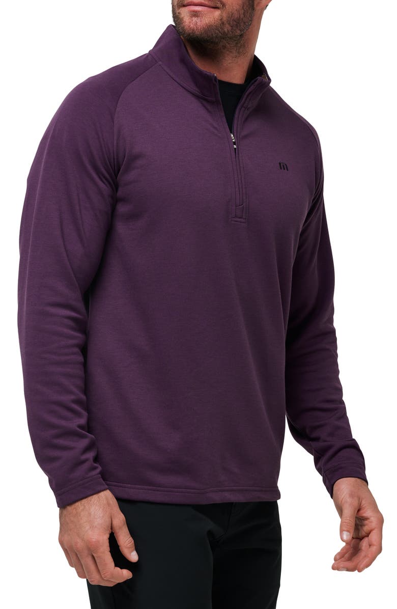 TravisMathew Upgraded Half Zip Pullover, Alternate, color, Plum