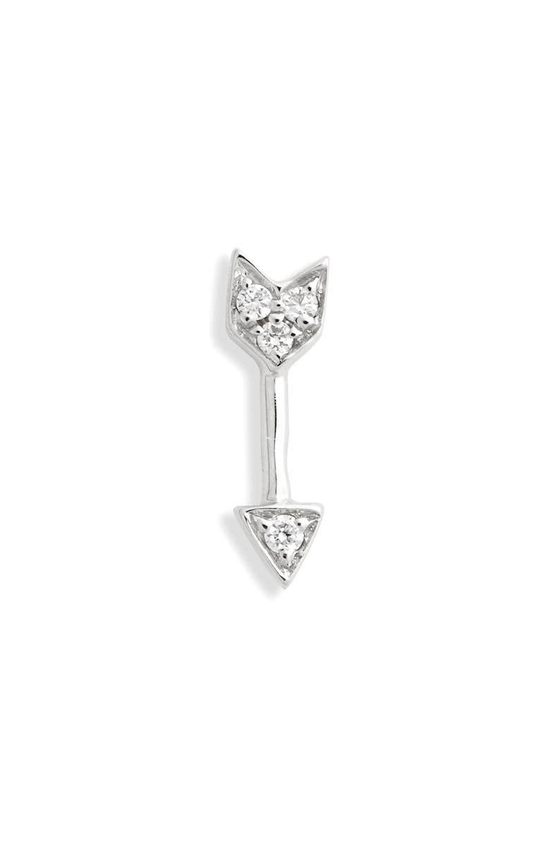 Maria Tash Diamond Arrow Single Stud Earring, Main, color, White Golddnu