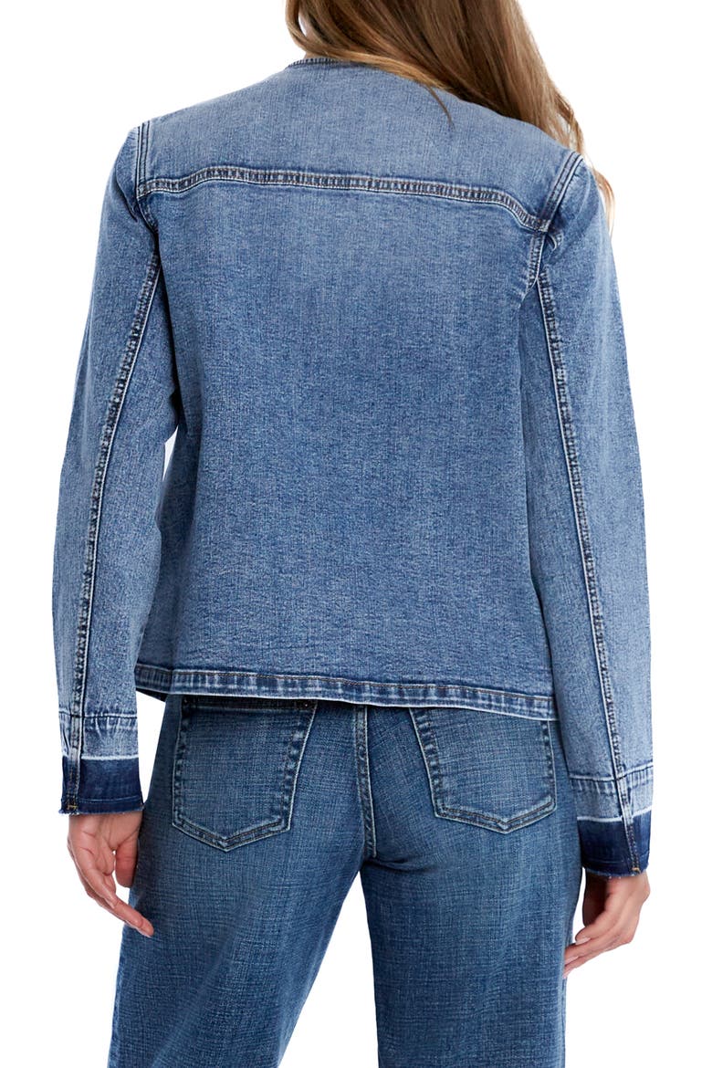 Clara Collarless Denim Jacket, Alternate, color, PREPPY BLUE