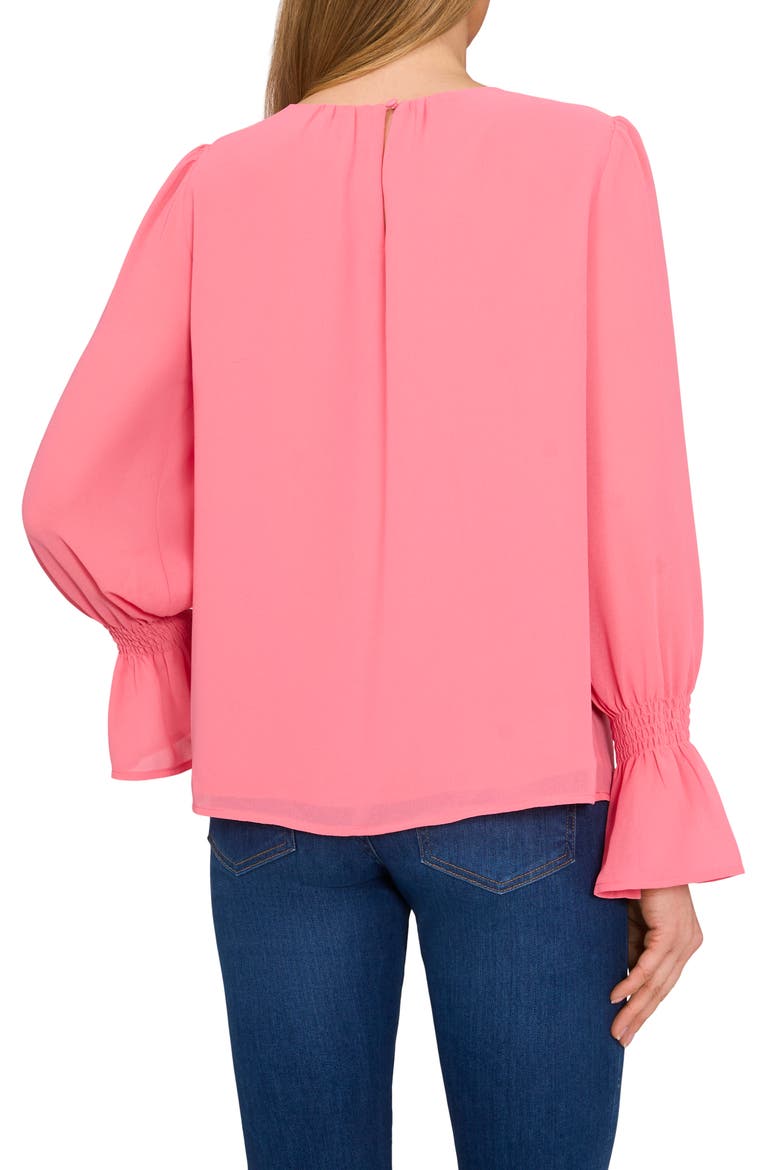 Ruffle Cuff Long Sleeve Georgette Top, Alternate, color, CONFETTI PINK