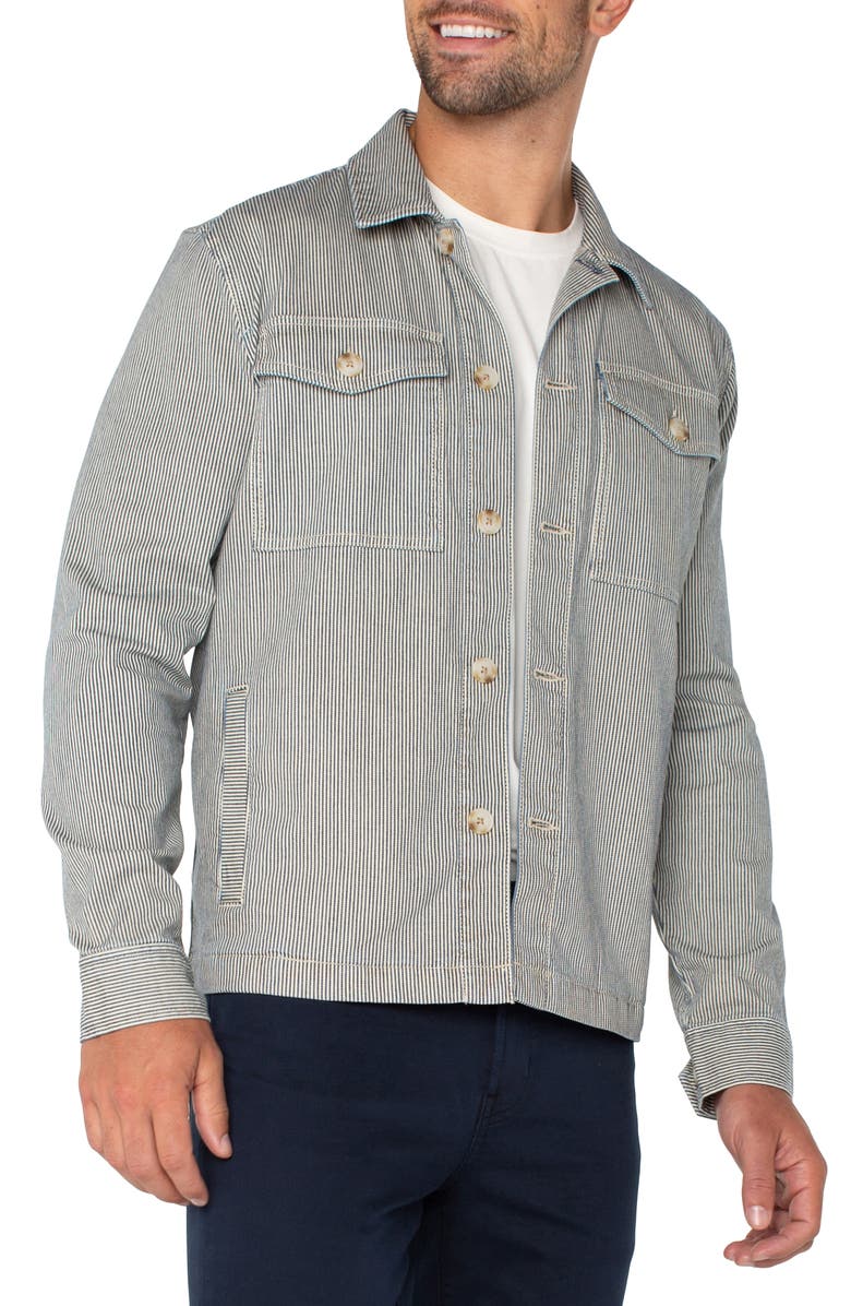 Liverpool Los Angeles Stripe Stretch Cotton Shirt Jacket, Alternate, color, 