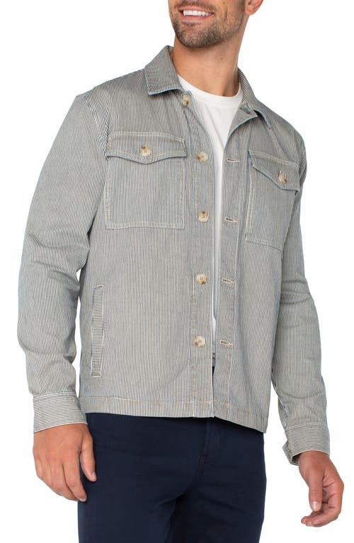 Liverpool Los Angeles Stripe Stretch Cotton Shirt Jacket In Gray